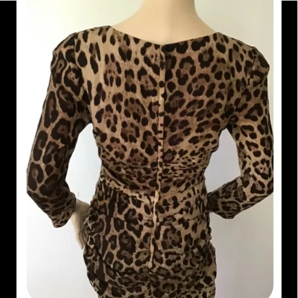 Dolce&Gabbana Leopard 3/4 Sleeve Ruched  Dress - Picture 6 of 10